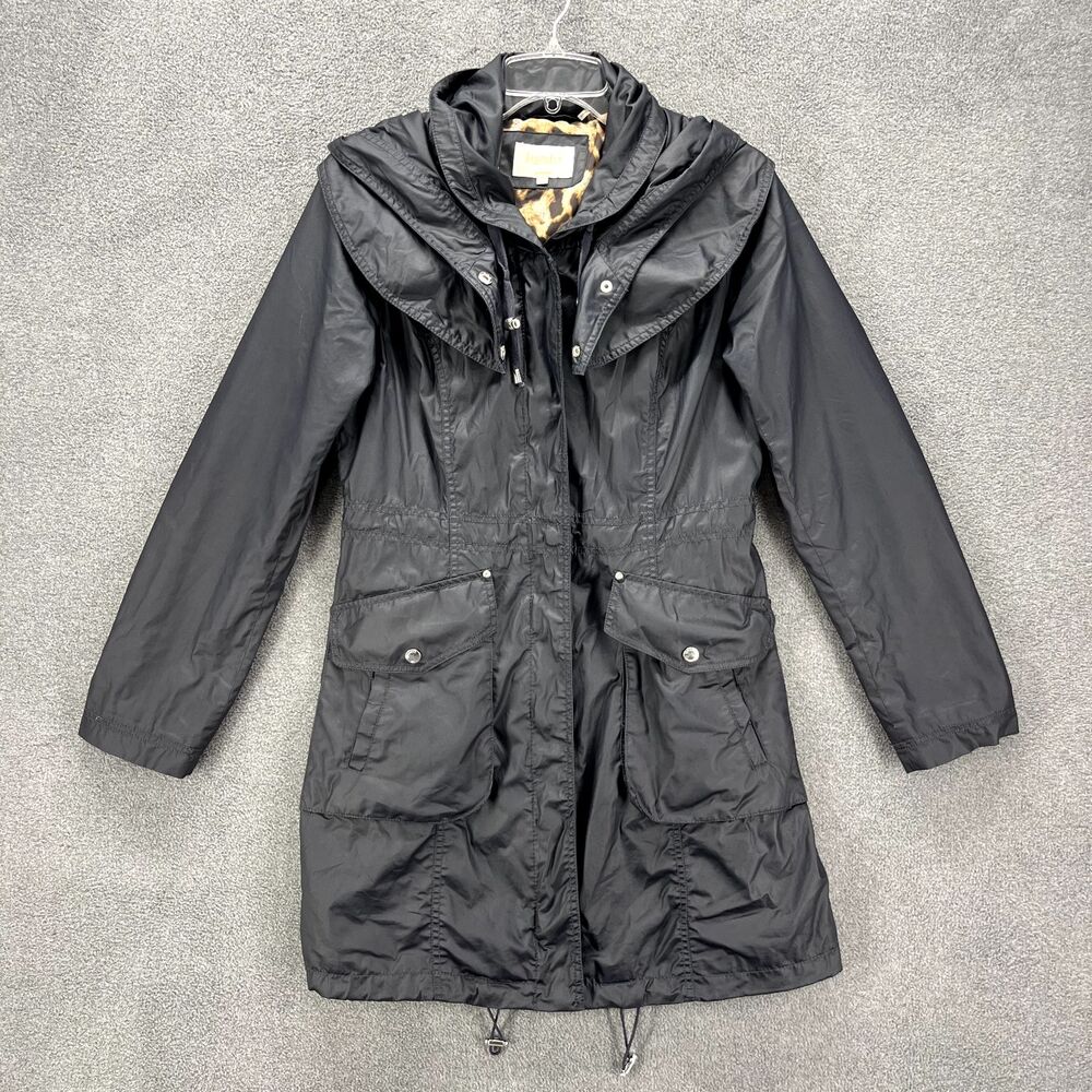 Laundry by Shelli Segal Jacket Womens Small Dark Navy Coat Parka Coated‎ Hooded
